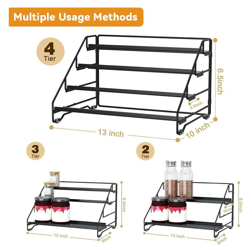 Cabinet Organizer Adjustable Expandable Shelf Kitchen Storage Shelves For Home Pantry Cabinet Counter Jar Seasoning Food Sauce