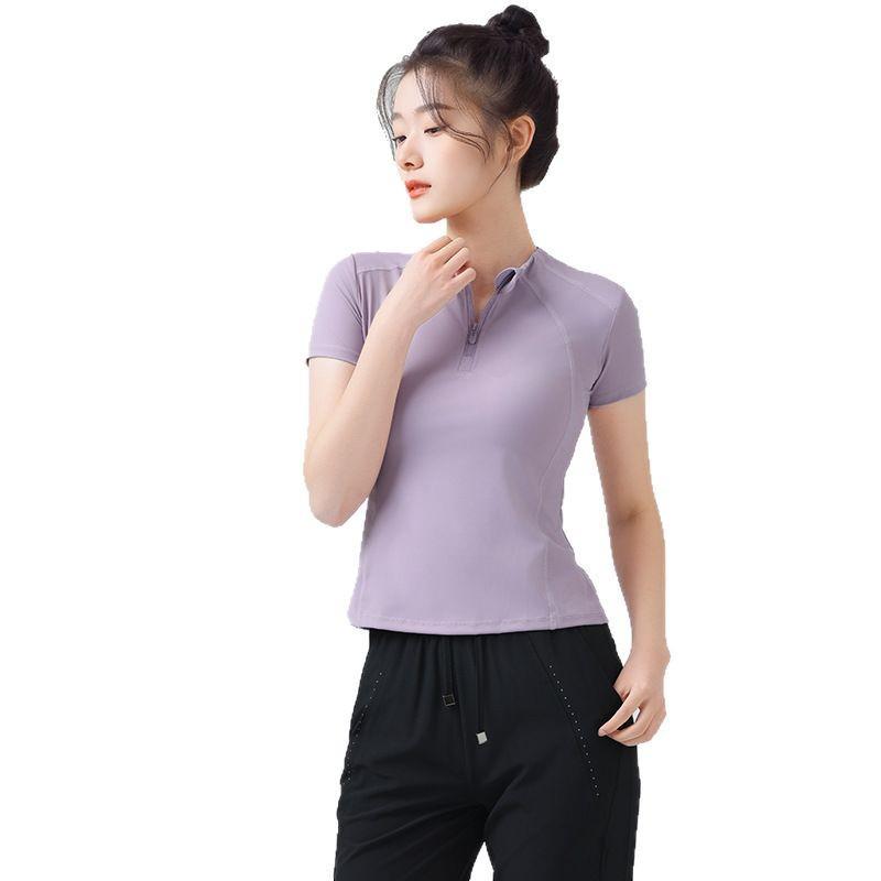 Women's 2025 Slimming Short Sleeve Yoga Top - High-End, Breathable, Flattering Fitness Wear for Summer Running