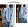 100% Wool Color Block Two-Piece Cardigan - Autumn/Winter Long Sleeve Loose Top for Women