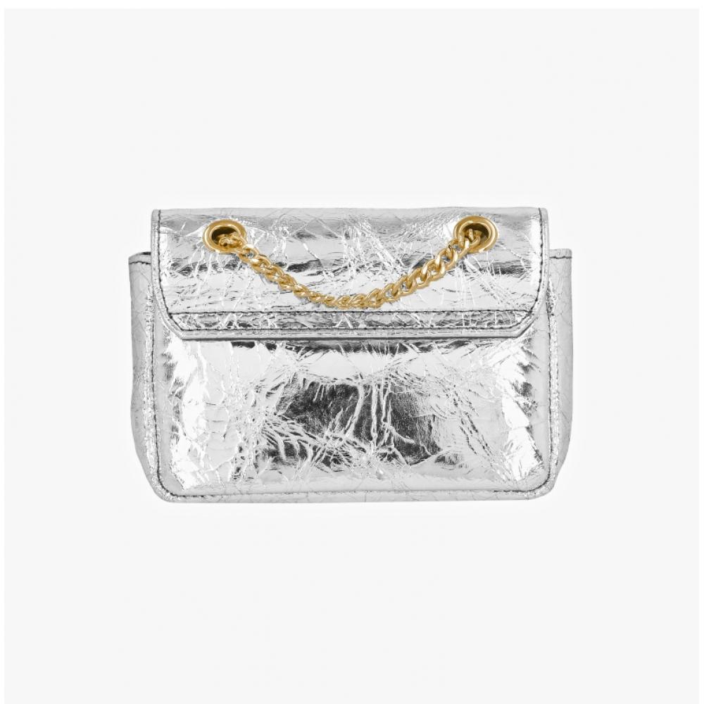 Vivienne Westwood Metallic Crinkle Small Pulse Chain Crossbody 5c01000bw L00a7 Q401
