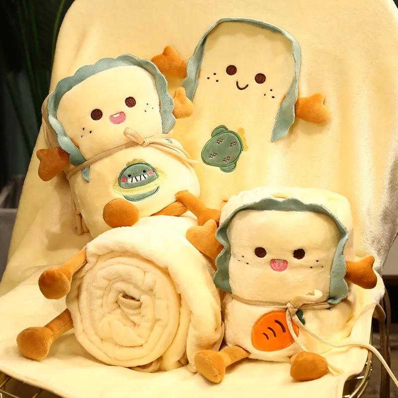 Cartoon Toast Plush Flannel Blanket 0.9*1.15m - Cozy Nap Blanket