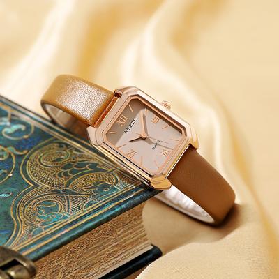 Neue Retro Kleine Quadratische Uhr Nische Mode Gürtel Damen Uhr Römische Ziffer Quarzuhr