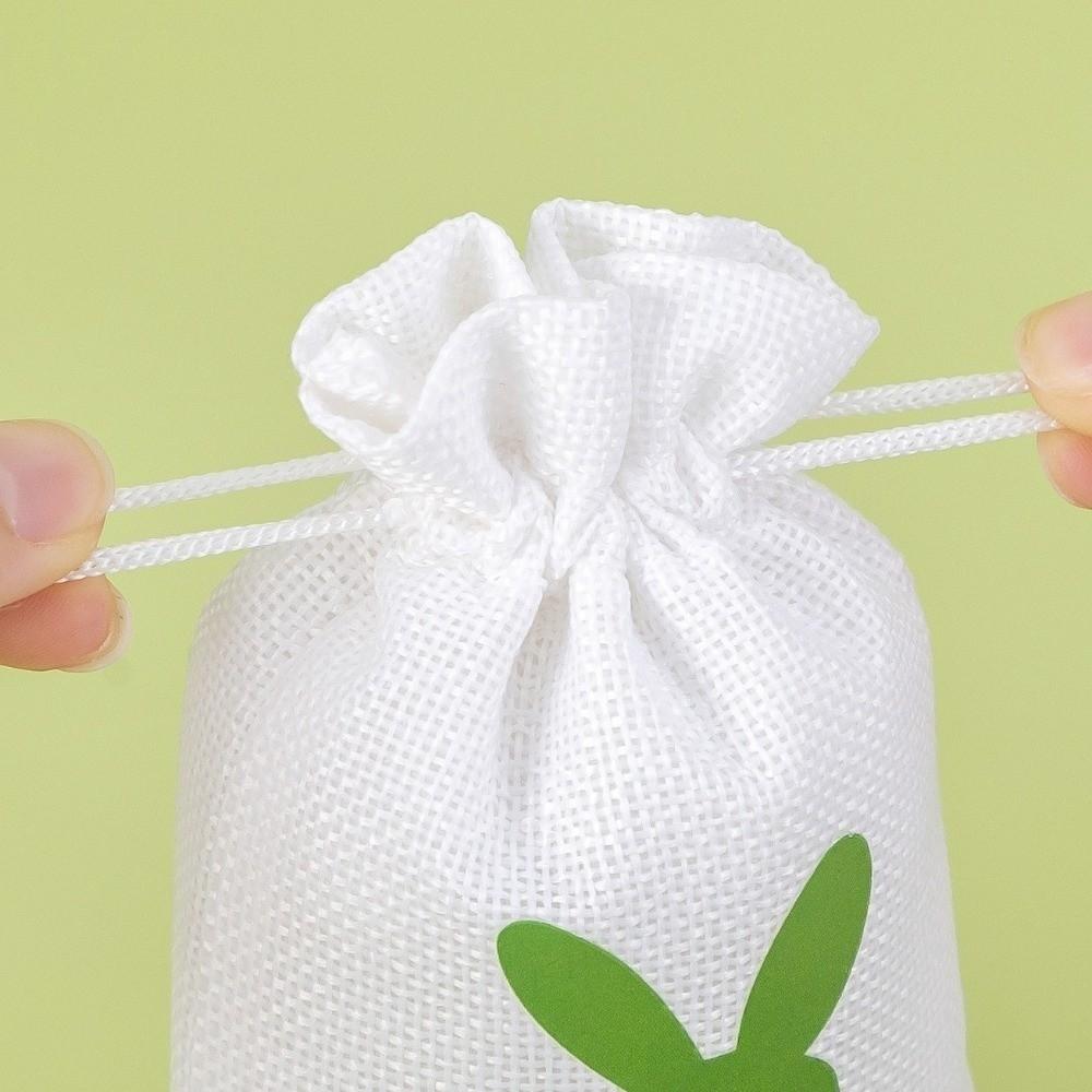 10PCS Bunny Pattern Easter Candy Bags Reusable Eco-Friendly Rabbit Candy Bags Festival Decorative Gift Packaging Bags