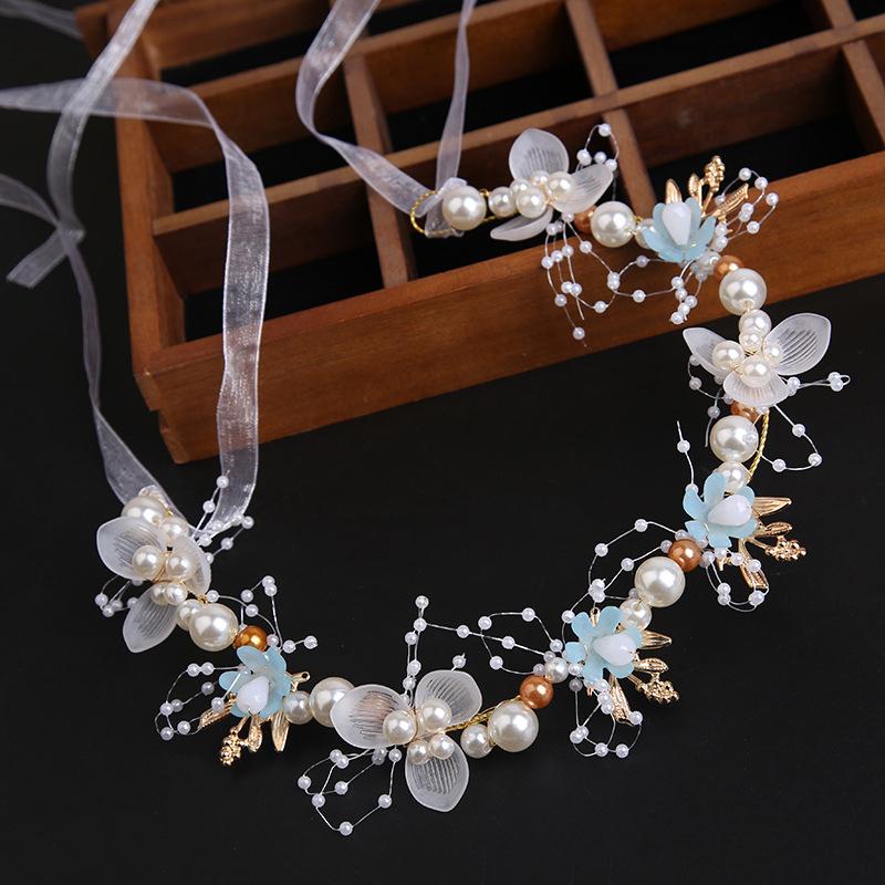 Goldenes Blatt Stirnband, Blumengirlande, Perlenstirnband