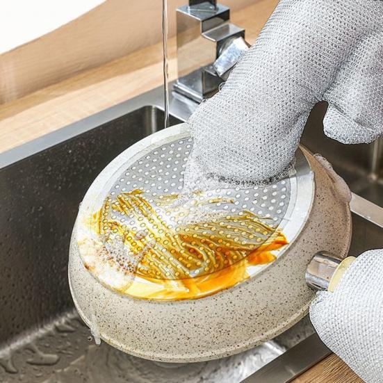 2/5 ks Drátěné mycí rukavice Opakovaně použitelné Kuchyňské Síťované rukavice na mytí nádobí s rybí šupinou Šetrné k hrncům Čisticí rukavice Multifunkční čisticí nástroje