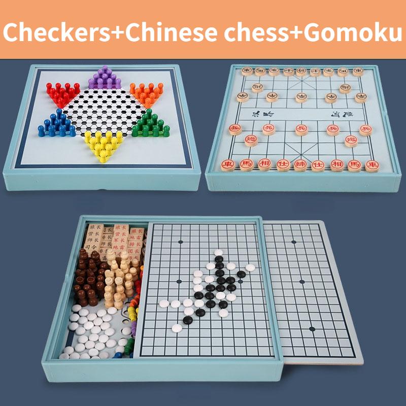 Wooden Multi-Function Flight Chess Checkers For Kids Chinese And International Chess Animal Chess Gobang Educational Toys Board