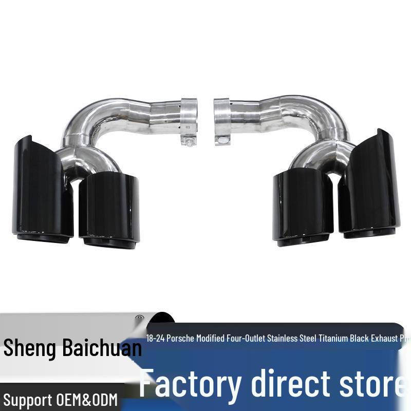 

18-24 Model Porsche Quad Round Black Titanium Tailpipe Exhaust Tip Modified Exhaust Pipe