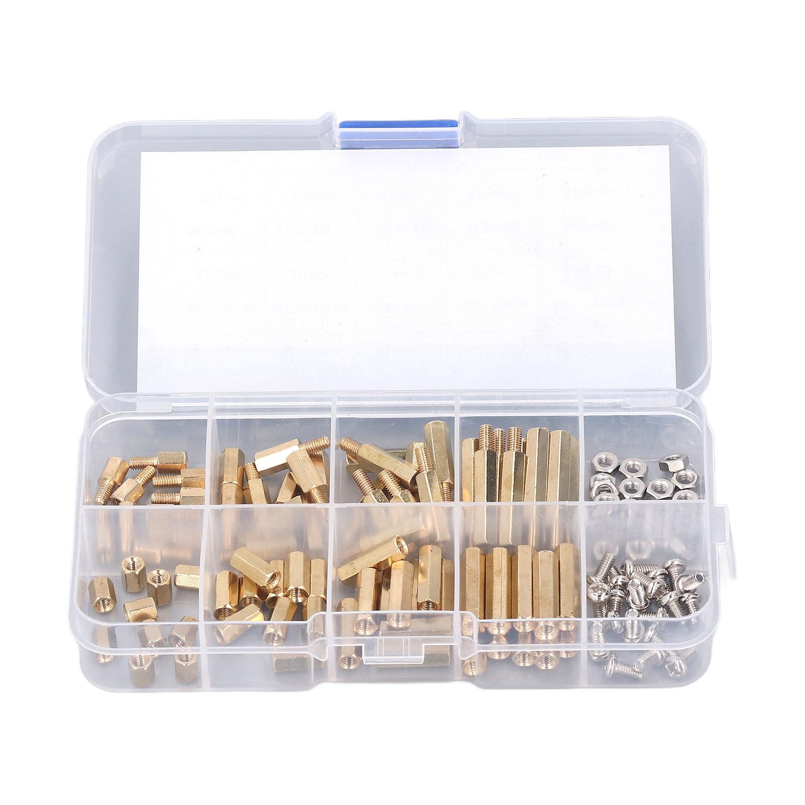 

120Pcs M3 Standoff Kit Brass Standard Hex Screw Nut Standoff Kit for Automobiles Electronics