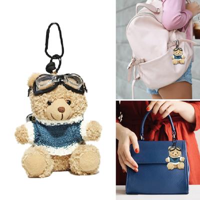 Lovely Pilot Bear Keychain Cute Pendant for Bag and Key Plush Keyring Phone Charm Personalized Animal Decoration