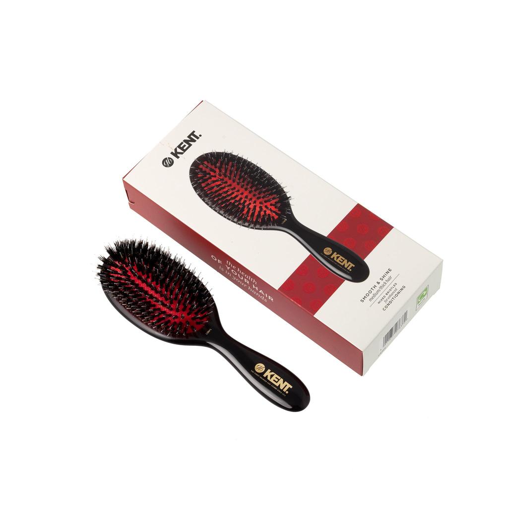 GB KENT Kent Brush Pig Bristle Hair Brush with Bristles and Nylon Pins, Cushion Hair Brush, Small Size, Royal Warrant, Classic Shine Series, CSMS