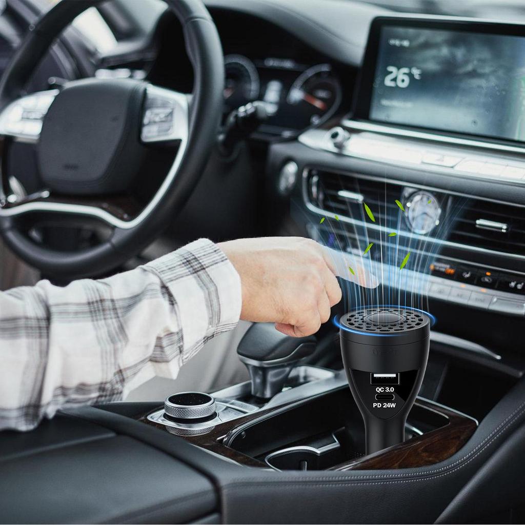 Car Air Freshener Car Scents USB C Phone Charger Scent Diffuser Adapter Fast Charging 2-Port Odor Eliminator For Most