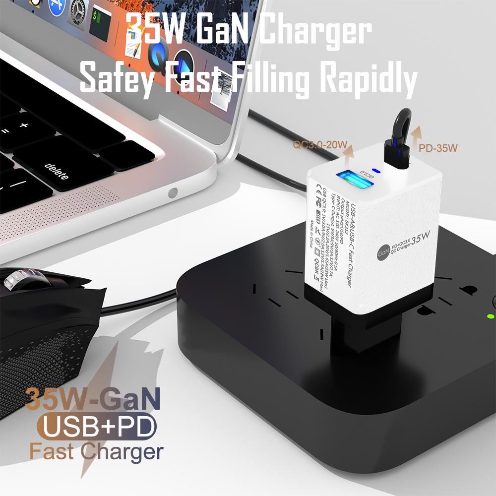 Gallium Nitride Super Fast Charger QC3.0+PD35W EU/UK/AU Plug