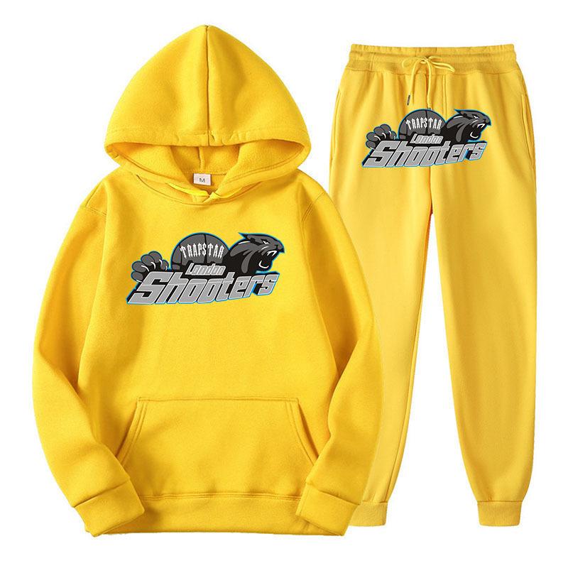 Printed Sportswear Men's Two-piece Loose Hooded Sweatshirt Set