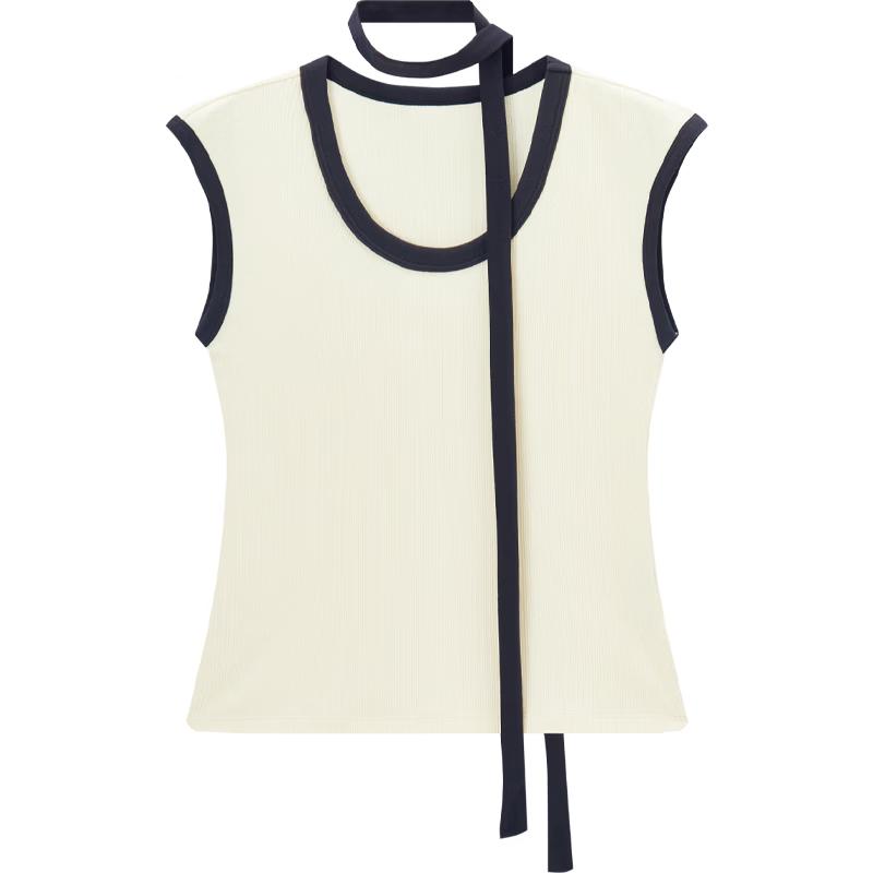 EICHITOO Women s Slim Fit Sleeveless Knit Top with Detachable Collar L