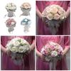 Realistic Multicolor Rose Bouquet Romantics Bridesmaids Flower Arrangement for Wedding Ceremony