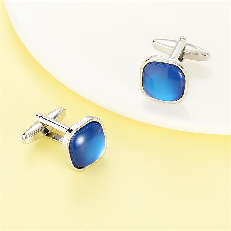 

Квадратные бриллиантовые синие запонки Простые мужские деловые запонки для рубашки и костюма
