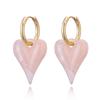 Fashion Sweet Temperament Candy Heart Pendant Hoop Earrings Woman Acrylic Gold Color Stainless Steel Ear Buckle Female Jewelry