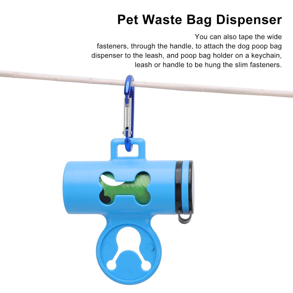 Dog Poop Bag Dispenser Dog Poop Waste Bag Holder Dispenser with Metal Carabiner and 1 Roll of Waste Bags