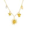 316L Stainless Steel Ocean Style Starfish Tortoise Shell Face Sun Pendant Necklace Women Noble Elegant Neck Chain Gifts