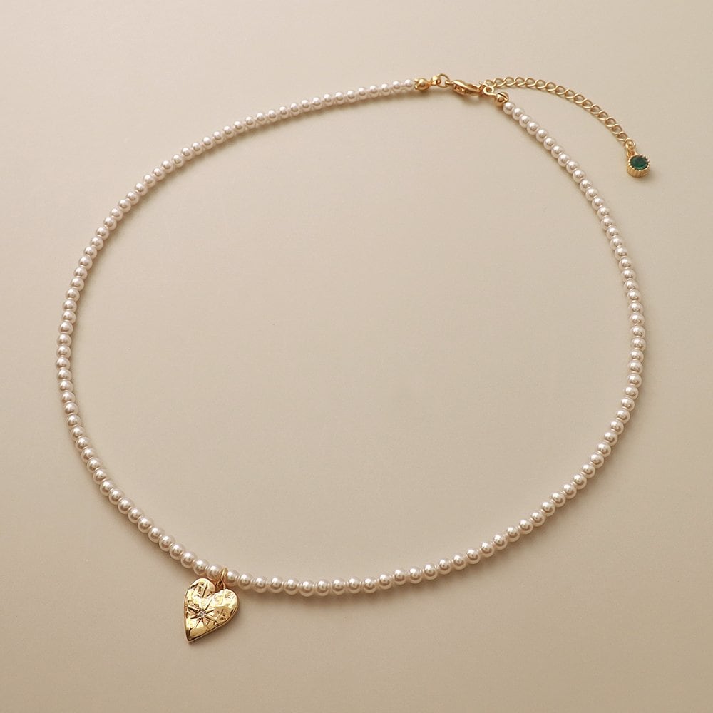 Heart Birthstone Pearl Necklace