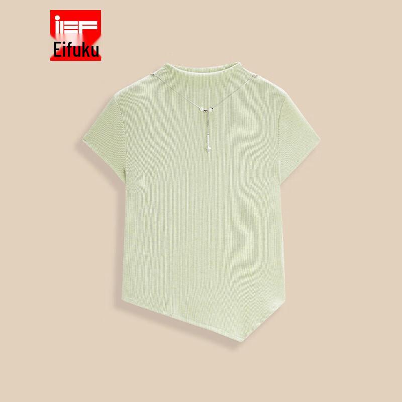 IEF 2026 Spring Korean Chic Irregular Hem Short Sleeve Top
