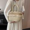Sac fourre-tout tissé bohème féminin pour femmes, sacs à main et pochettes en paille pour la plage, été, mode féminine