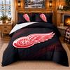 Printed 3Pcs Bedding Set Detroit Red Wings Pattern Bed Sheet Pillowcase For Bedroom Decor