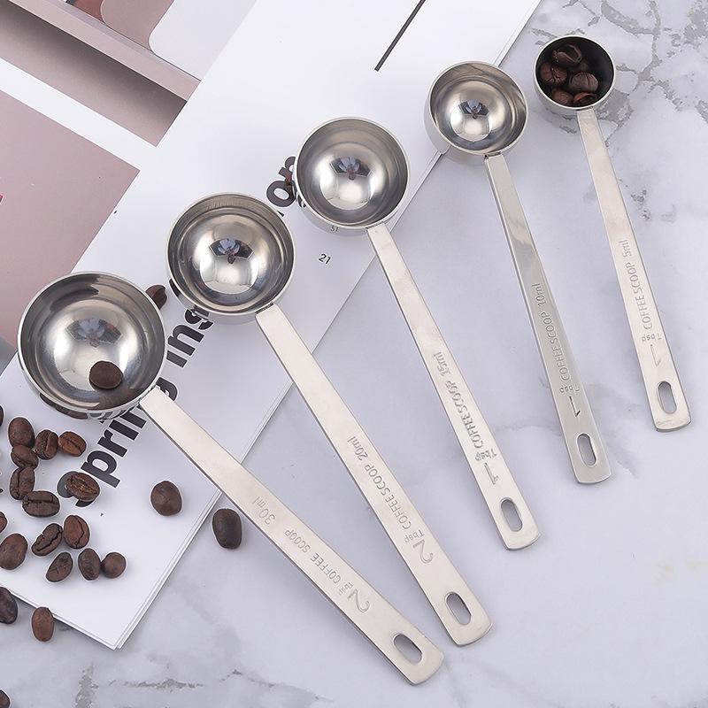 Stainless Steel Long Handle Measuring Spoons, 15ml & 30ml, for Coffee or Seasoning