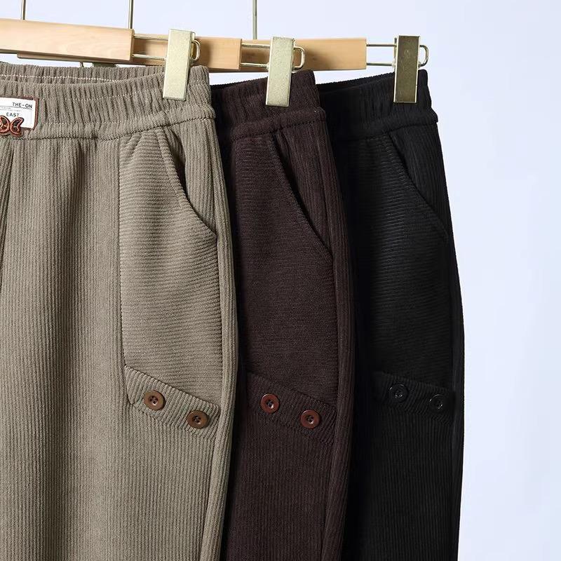 2024 New Style Plus Velvet Thick Slimming Harem Pants for Middle-Aged Women: Autumn/Winter Fashion
