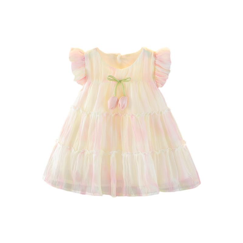 Summer Infant Girls Thin Dress Princess Style Childrens Clothing Baby Girl Flying Sleeve Summer Chiffon Dress
