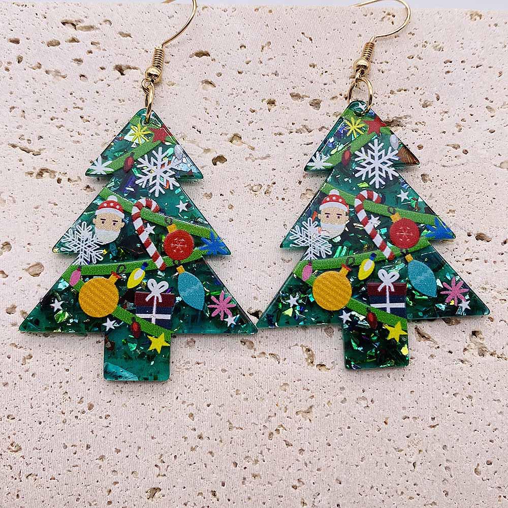Acrylic Santa Claus & Snowflake Bell Christmas Earrings - European & American Style