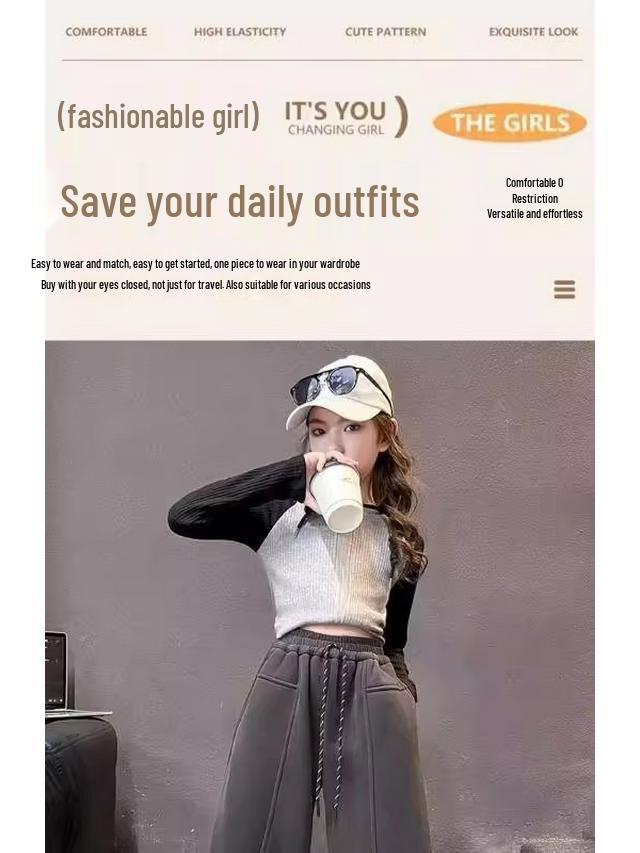 Dívčí kalhoty s širokými nohavicemi pro jaro a podzim 2025 - Ležérní módní pracovní a sportovní kalhoty pro velké děti