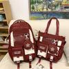College Style Backpack With Color Block Design And Padded Shoulder Straps For School Use