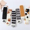 3 pairs of cute furry cat paws, cat paw footprints, women's thick coral fleece home warming floor sleeping socks