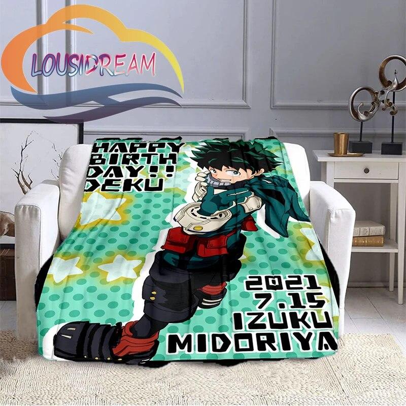 Cartoon My Hero Academia Fleece-teppe, All Over Print, Gaver til ham/hennes mønsterteppe