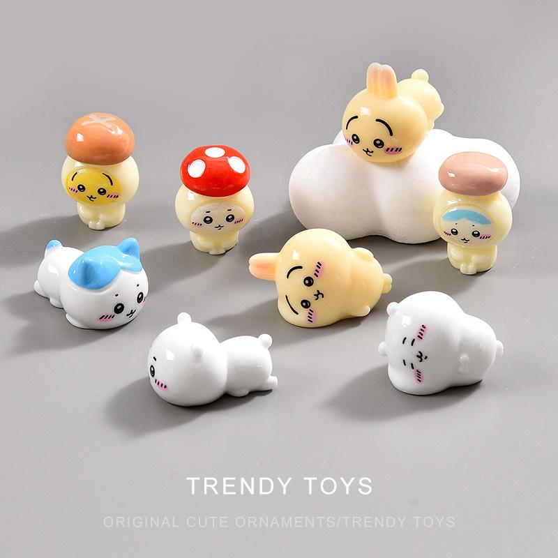 Chiikawa Handmade Desktop Small Ornaments Hachiware Trendy Toy Doll Accessories DIY Keychain Pendant Resin Accessories