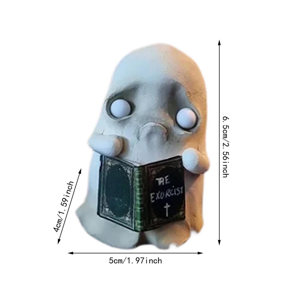 Halloween Ghost Figurine with Book Party Accessory Miniature Ghost Figurine
