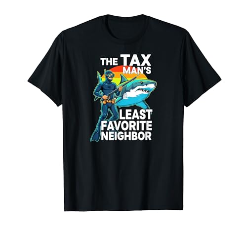 Funny Spearfishing The Tax Man Shark Diver T-Shirt