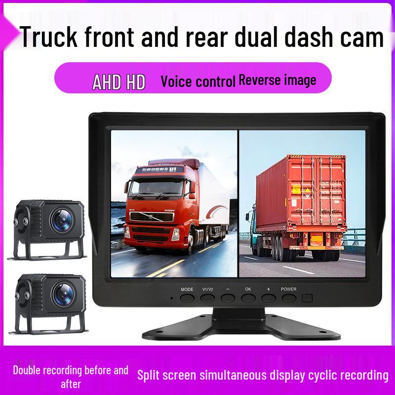 360° Panoramic Truck Dashcam with Four-Way Monitoring, HD Full-Color Night Vision, and Reversing Camera for 12V/24V Systems.