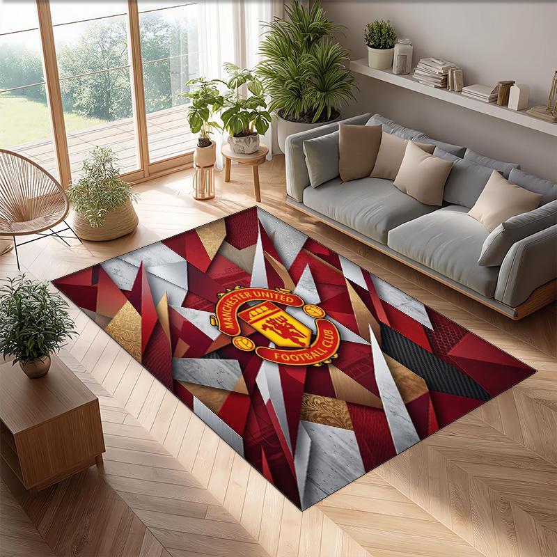 Tappeto in Flanella Stampato Manchester United Antiscivolo Morbido Poliestere Tappeto per Pavimento Tappetino Decorativo per Interni per Camera da Letto Soggiorno Divano