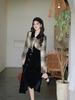 2025 Autumn/Winter French Chic Velvet Two-Piece Dress with High-End Slimming Design
