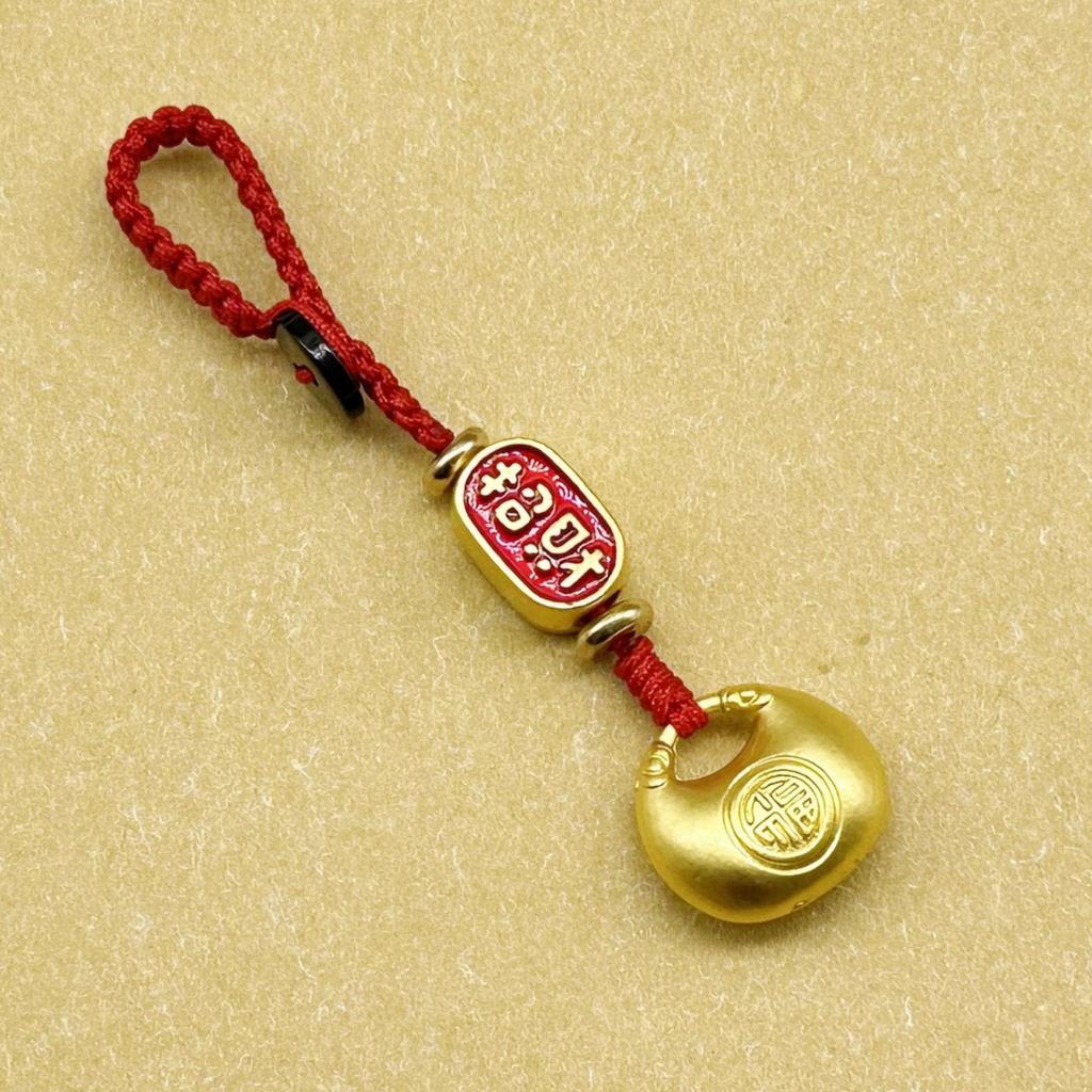 Mobile Phone Strap Pendant: Lion Dance, God of Wealth, Family Trio Gold-Swallowing Beast Alloy Keychain