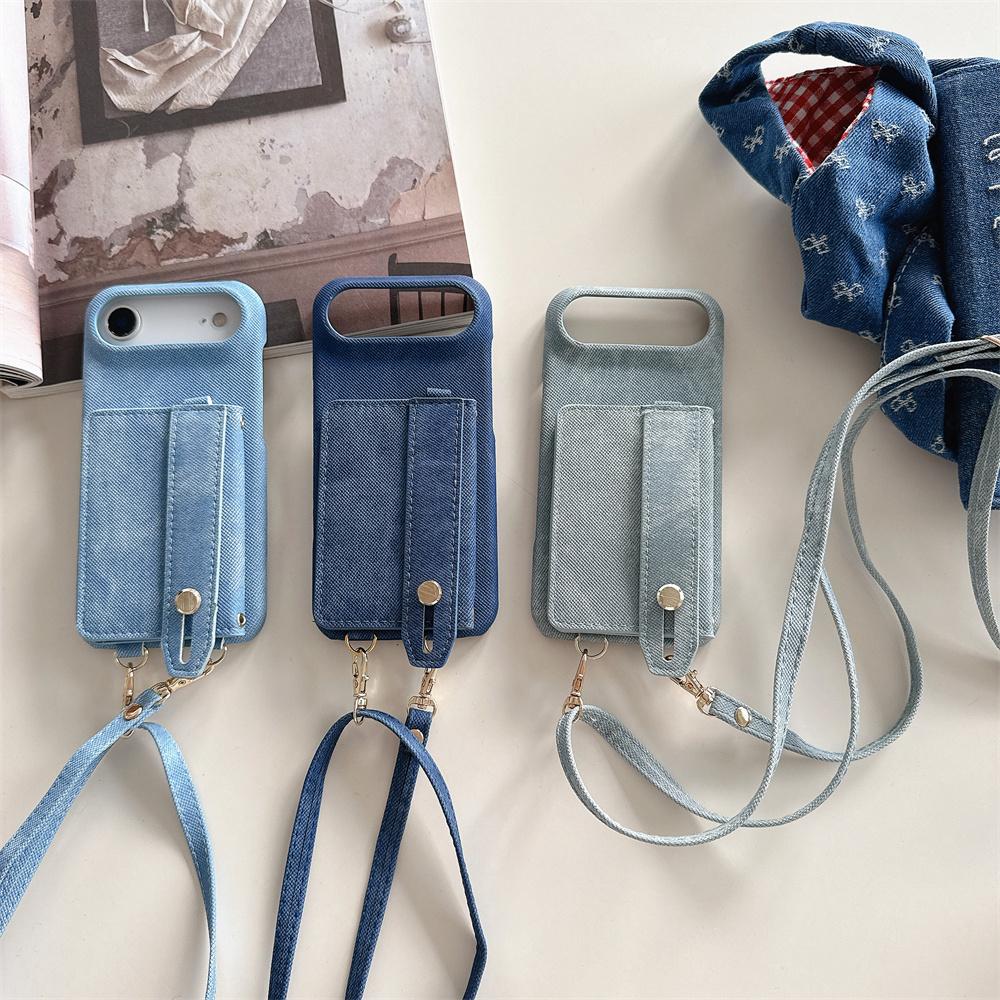 Crossbody Wrist strap Cowboy Leather Wallet Card Slot Phone Case17 Air 16 15 14 Plus 13 12 Pro Max 11 Lanyard Protective Cover
