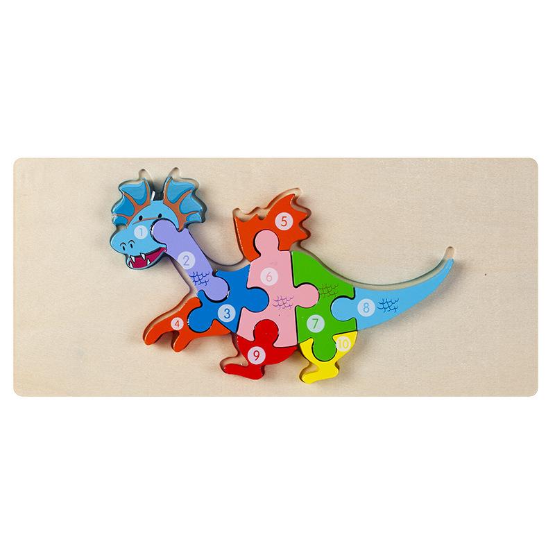 3D Wooden Buckle Puzzle: Educational Toy for Early Learning - Numbers, Transportation, and Animal Blocks