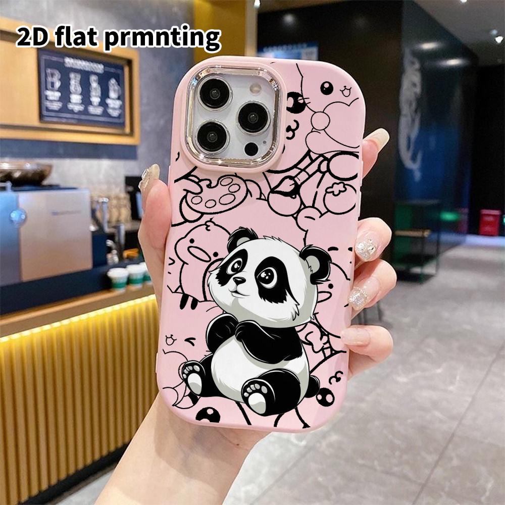 Phone Case: 2D Flat, Suitable for iPhone 18 17 16 15 14 13 Pro Protective Case, Black and White Panda, Perfect Holiday Gift for Christmas and Hallowee