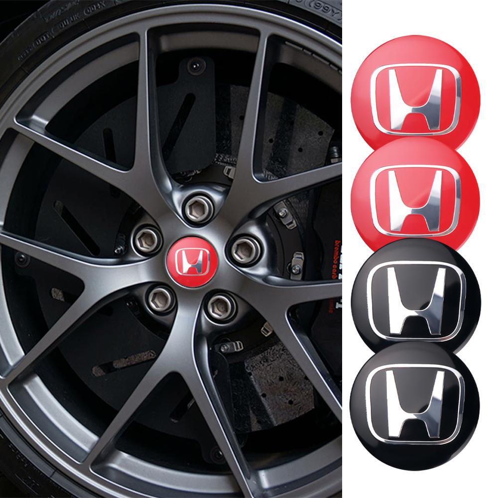 4PCS Honda Car Wheel Center Cap Metal Badge Sticker 56mm For Honda Civic Accord Car Wheel Decoration Sticker Accessories RF6