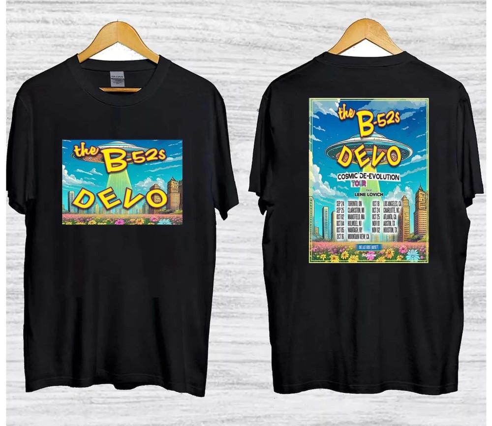 DEVO Cosmic De-Evolution Tour 2025 Double Sided T Shirt Full Size S-5XL Unisex T-Shirt XXXXL