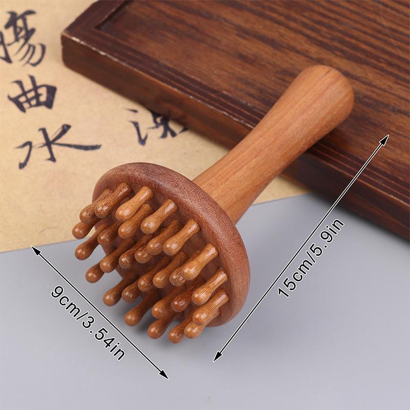 Trähandhållen Massageborste Trä Meridian Gua Sha Slimmande Borste Massager Mage Hela Kroppen Massagekam Akupressurborste