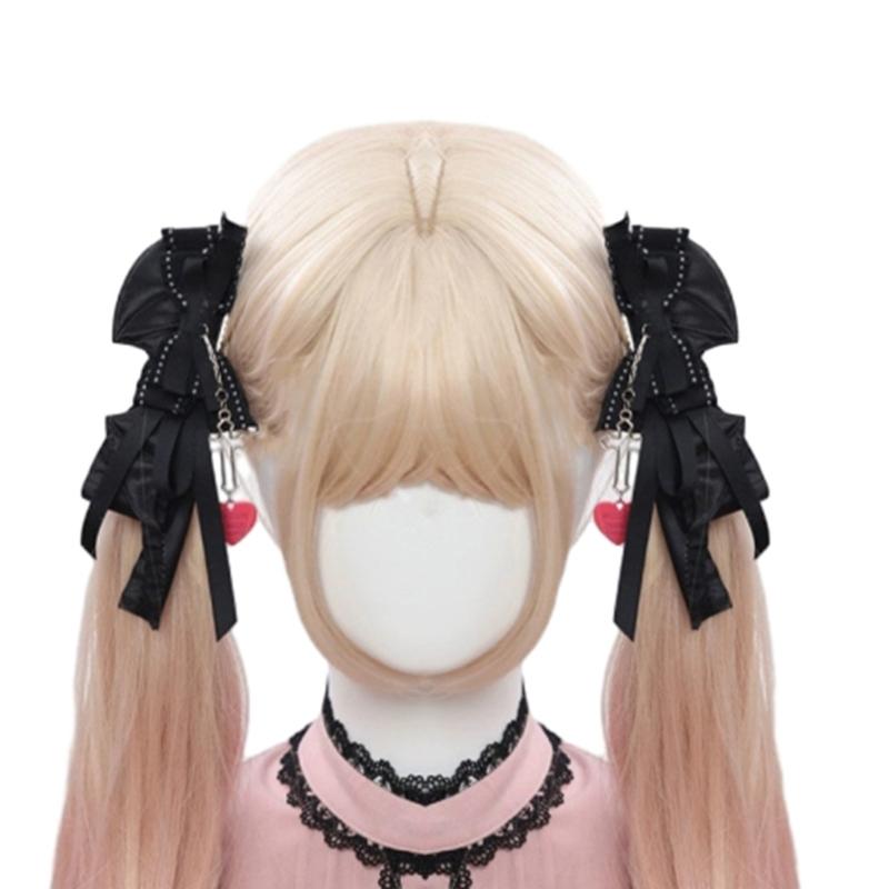 Cute Hair Clip with Heart Ribbon Bowknot Hairpin Easy To Use Suitable for Women Perfect for Daily Life Parties Weddings