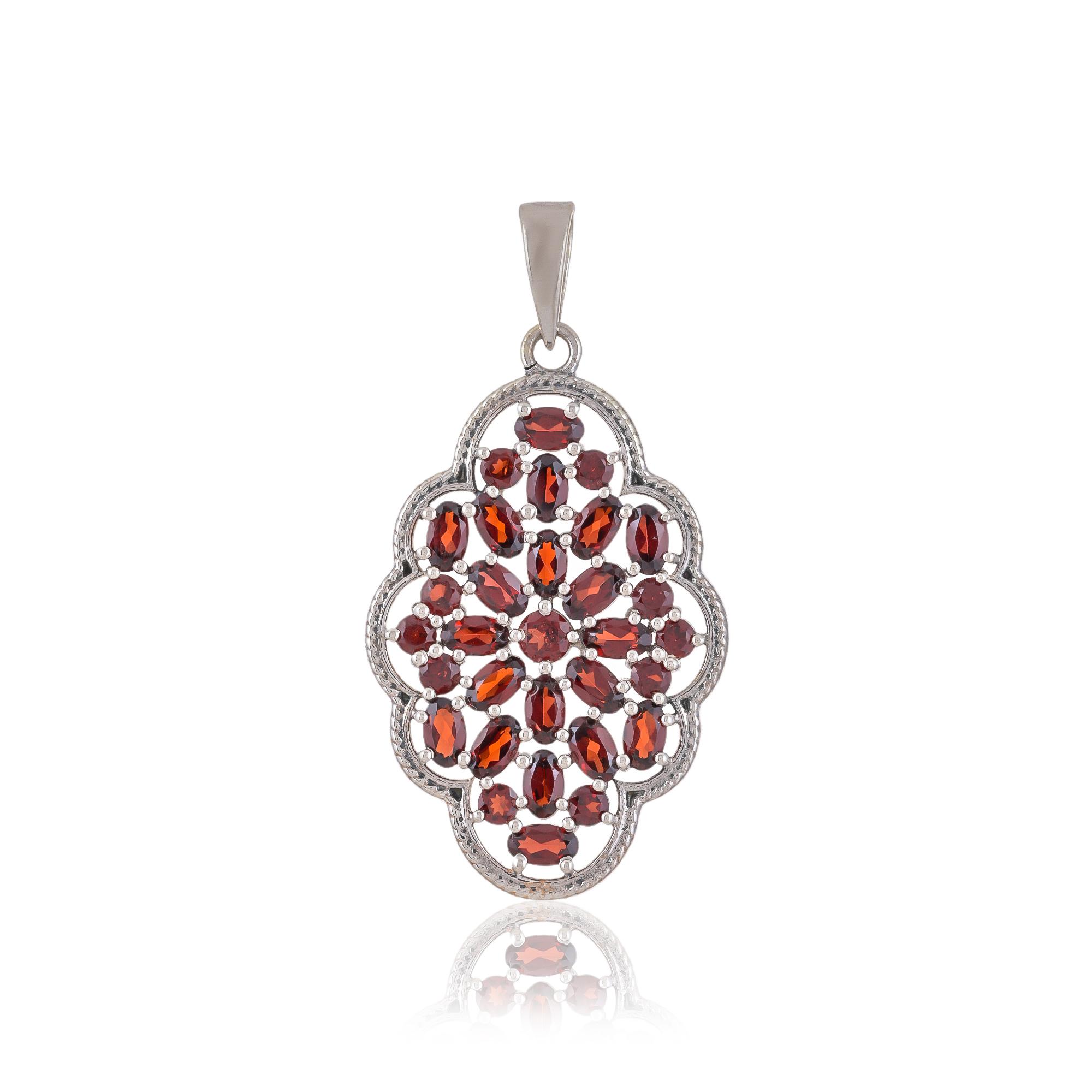 

Red garnet gemstone pendant for her 925 sterling silver zivori jewelry червоний